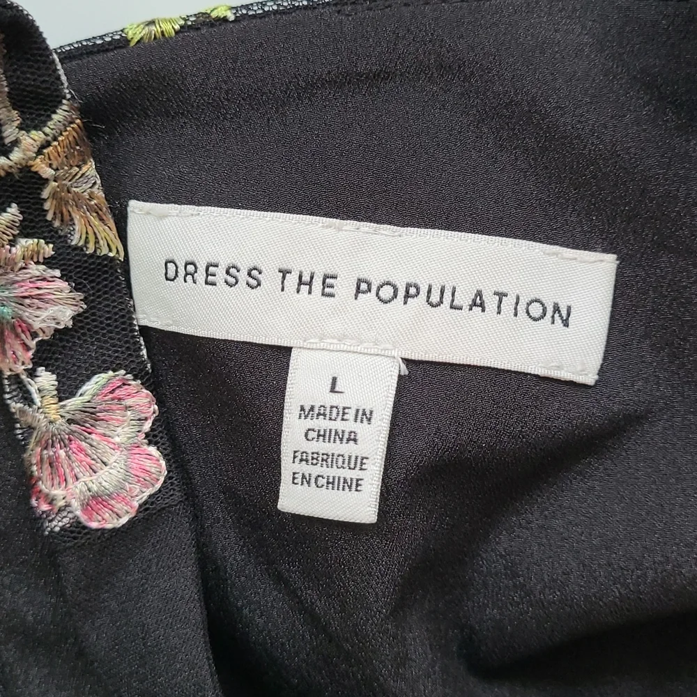 Dress the population halrow floral embr A-line dress L - Picture 8 of 8